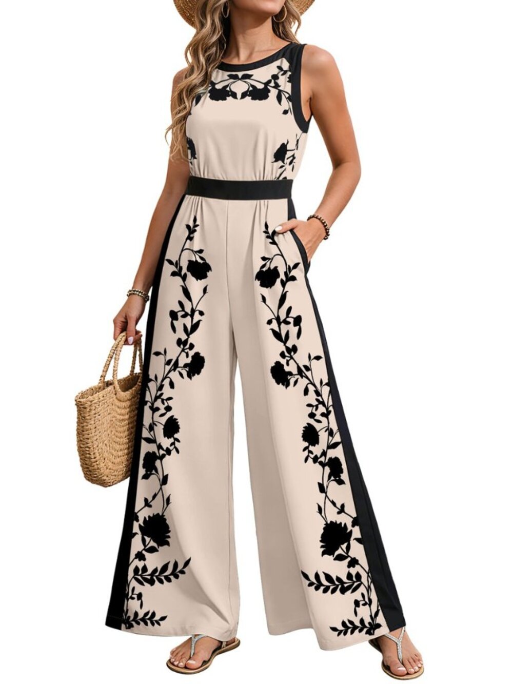 Women Jumpsuits Dressy Summer Round Neck Casual Sleeveless One Piece Outfit